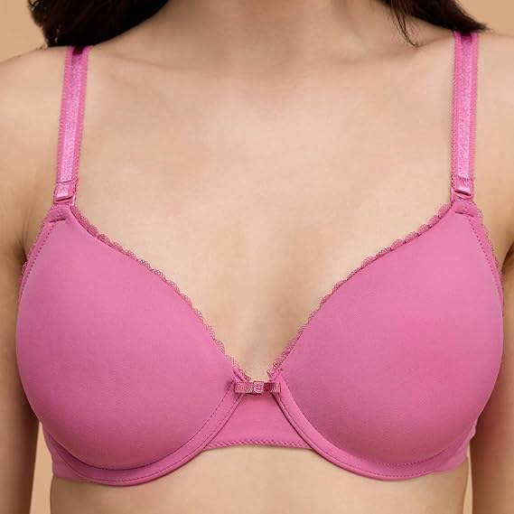 NYKD Women’s Cotton Blend Wired Padded T-Shirt Bra Casual Everyday Comfort & Support